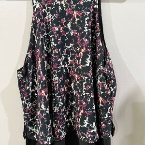 Astr Black and Pink Asymmetrical Cut Out Tank Top (Anthropologie)